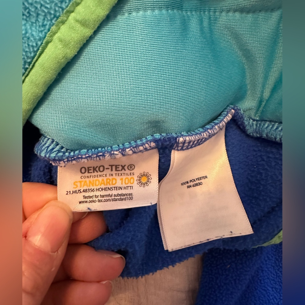 Lands' End Kids Blue and Teal Fleece Hoodie - Picture 6 of 6